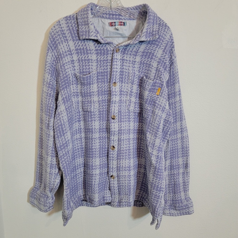 Urban Outfitters Exploded Twill Work Overshirt Sky Purple Sz Large Casual Button